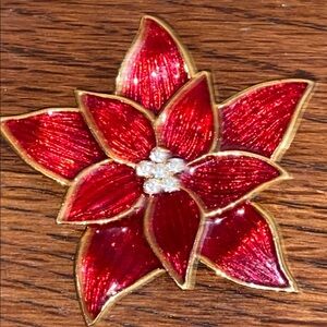 Vintage Premier Designs Enameled Poinsettia Broach